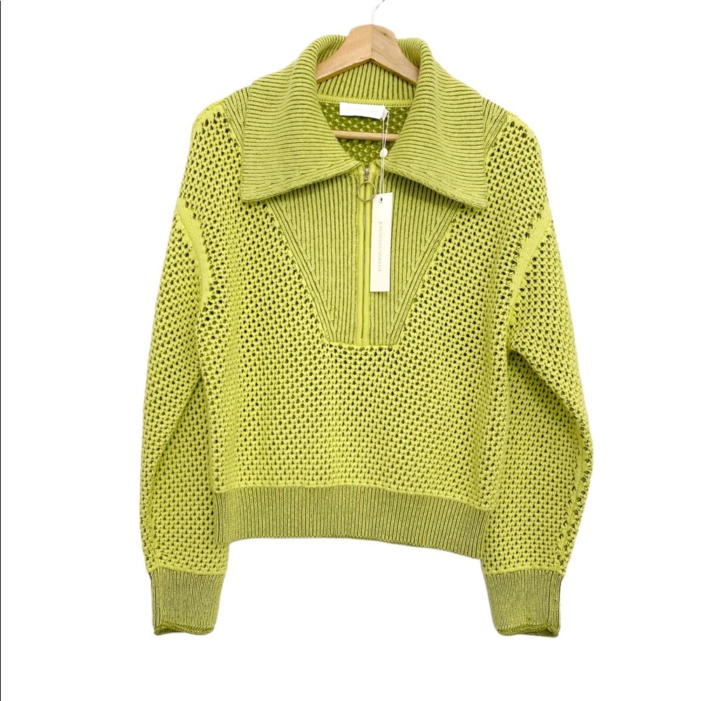 NWT Jonathan Simkhai Ariella Cotton Blend Sweater In Lime Green Sz S - Picture 8 of 15